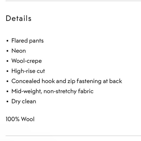 SERGIO HUDSON | NEW Neon Yellow Wool-Crepe Flare Leg Pants Women’s Size 2 - Picture 13 of 15